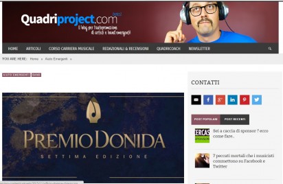 Rassegna Stampa Premio Donida VII edizione articolo su Quadri Project