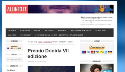 Rassegna Stampa Premio Donida VII edizione su Allinfo