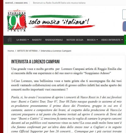 Intervista Lorenzo Campani a Radio Studio 90