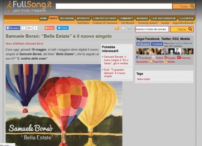 Samuele Borsò su FullSong.it