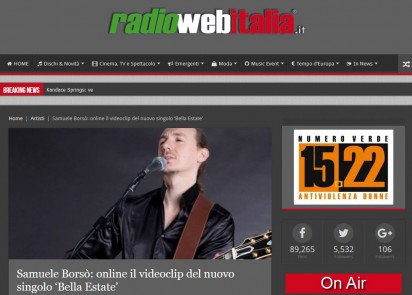 Samuele Borsò on-line su Radio Web Italia