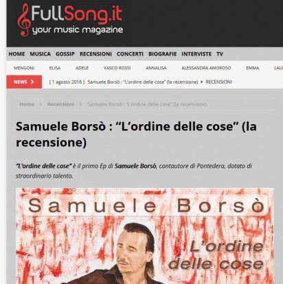 Recensione dell'EP “L’ordine delle cose” di Samuele Borsò